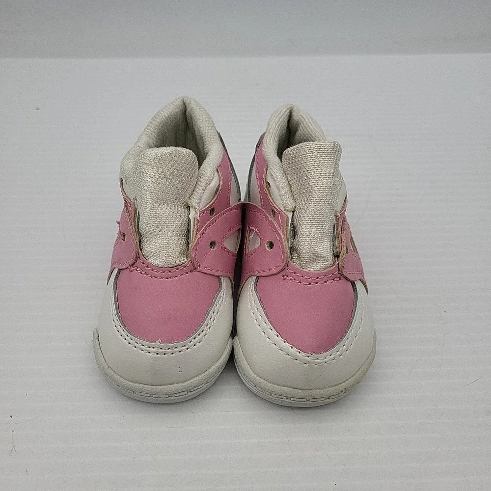 White Sneakers with Pink Stripe fits 23